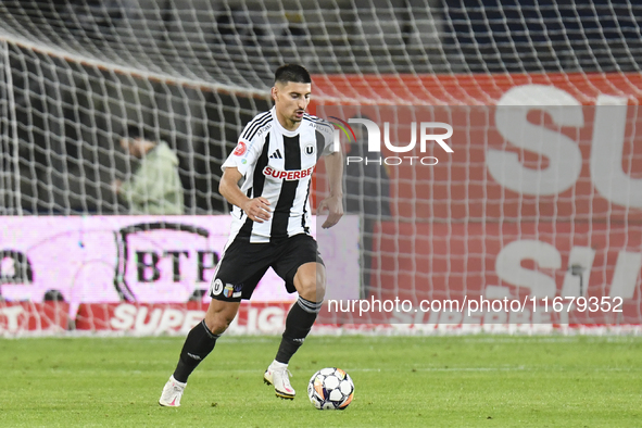 Iulian Cristea is in action during Universitatea Cluj v Otelul Galati at Cluj Arena in Cluj, Romania, on October 18, 2024 