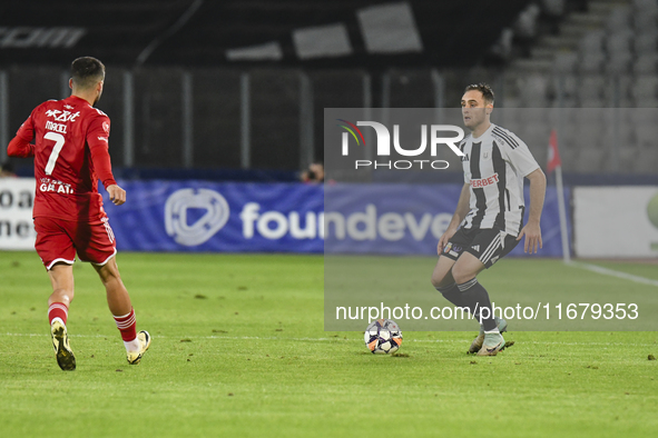 Daniel Lasure plays during Universitatea Cluj versus Otelul Galati at Cluj Arena in Cluj, Romania, on October 18, 2024. 