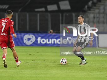 Daniel Lasure plays during Universitatea Cluj versus Otelul Galati at Cluj Arena in Cluj, Romania, on October 18, 2024. (