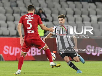 Gabriel Simion plays during Universitatea Cluj versus Otelul Galati at Cluj Arena in Cluj, Romania, on October 18, 2024 (