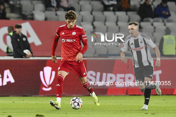 Miguel Silva plays during Universitatea Cluj versus Otelul Galati at Cluj Arena in Cluj, Romania, on October 18, 2024 