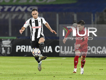 Daniel Lasure plays during Universitatea Cluj versus Otelul Galati at Cluj Arena in Cluj, Romania, on October 18, 2024. (