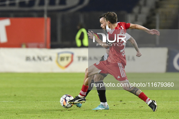 Dan Nistor plays during Universitatea Cluj versus Otelul Galati at Cluj Arena in Cluj, Romania, on October 18, 2024. 