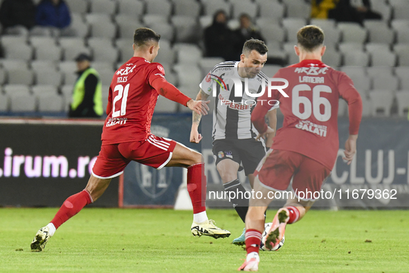 Dan Nistor plays during Universitatea Cluj versus Otelul Galati at Cluj Arena in Cluj, Romania, on October 18, 2024. 