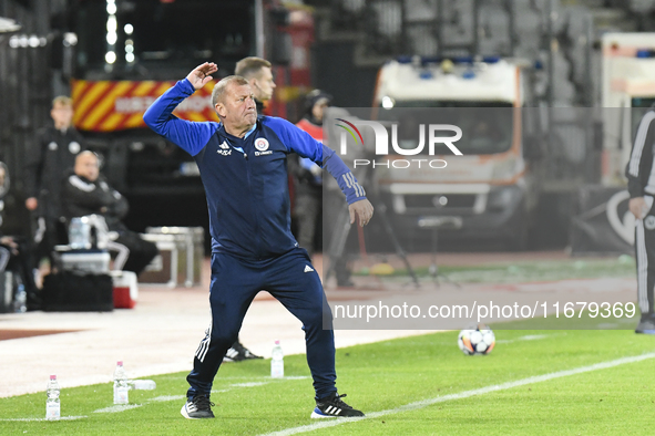 Dorinel Munteanu participates in the Universitatea Cluj vs. Otelul Galati match at Cluj Arena in Cluj, Romania, on October 18, 2024. 