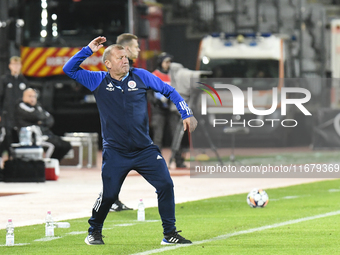 Dorinel Munteanu participates in the Universitatea Cluj vs. Otelul Galati match at Cluj Arena in Cluj, Romania, on October 18, 2024. (