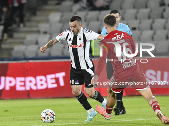 Dan Nistor plays during Universitatea Cluj versus Otelul Galati at Cluj Arena in Cluj, Romania, on October 18, 2024. (