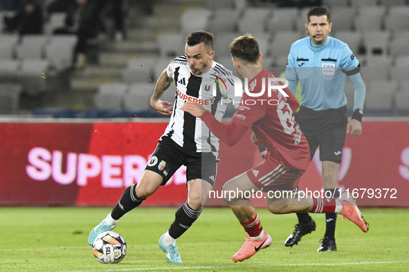 Dan Nistor plays during Universitatea Cluj versus Otelul Galati at Cluj Arena in Cluj, Romania, on October 18, 2024. 