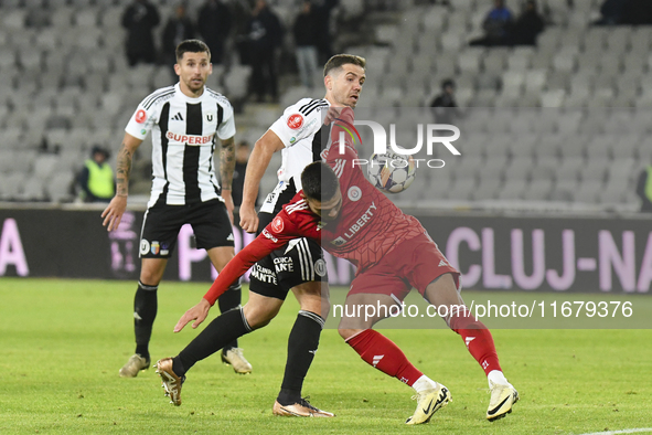 Alexandru Chipciu is in action during Universitatea Cluj versus Otelul Galati at Cluj Arena in Cluj, Romania, on October 18, 2024. 