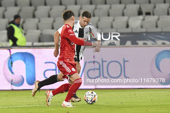 Alexandru Chipciu is in action during Universitatea Cluj versus Otelul Galati at Cluj Arena in Cluj, Romania, on October 18, 2024. 