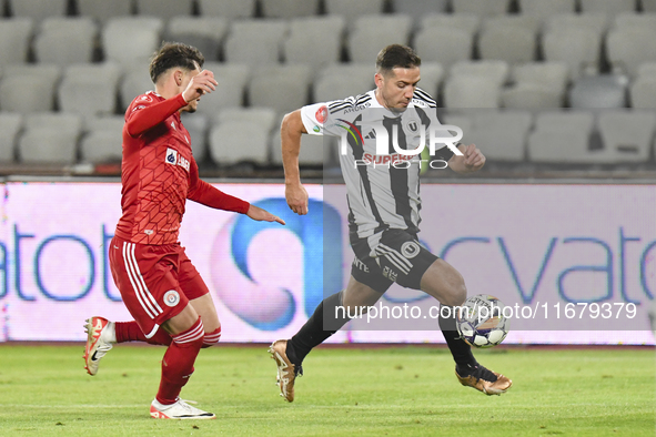 Alexandru Chipciu is in action during Universitatea Cluj versus Otelul Galati at Cluj Arena in Cluj, Romania, on October 18, 2024. 