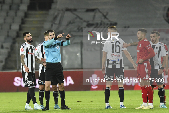 Andrei Chivulete participates in the Universitatea Cluj vs. Otelul Galati match at Cluj Arena in Cluj, Romania, on October 18, 2024. 