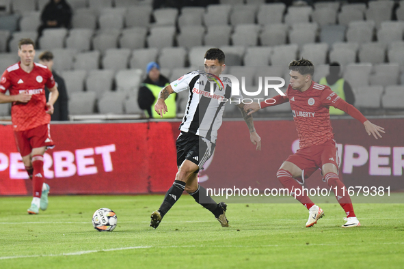 Iulian Cristea is in action during Universitatea Cluj v Otelul Galati at Cluj Arena in Cluj, Romania, on October 18, 2024 