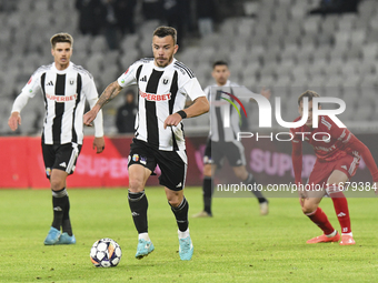 Dan Nistor plays during Universitatea Cluj versus Otelul Galati at Cluj Arena in Cluj, Romania, on October 18, 2024. (