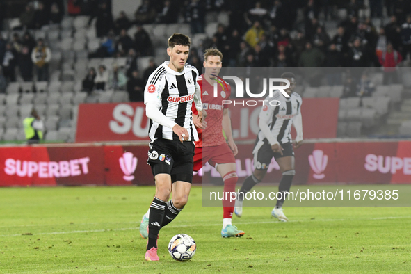 Vladislav Blanuta plays during the Universitatea Cluj vs. Otelul Galati match at Cluj Arena in Cluj, Romania, on October 18, 2024. 