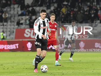 Vladislav Blanuta plays during the Universitatea Cluj vs. Otelul Galati match at Cluj Arena in Cluj, Romania, on October 18, 2024. (