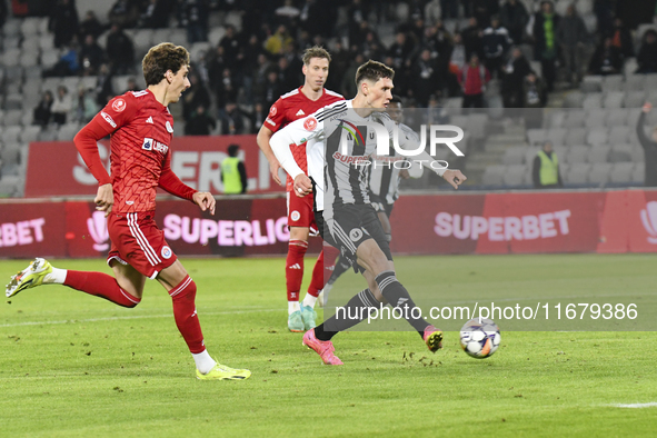 Vladislav Blanuta plays during the Universitatea Cluj vs. Otelul Galati match at Cluj Arena in Cluj, Romania, on October 18, 2024. 