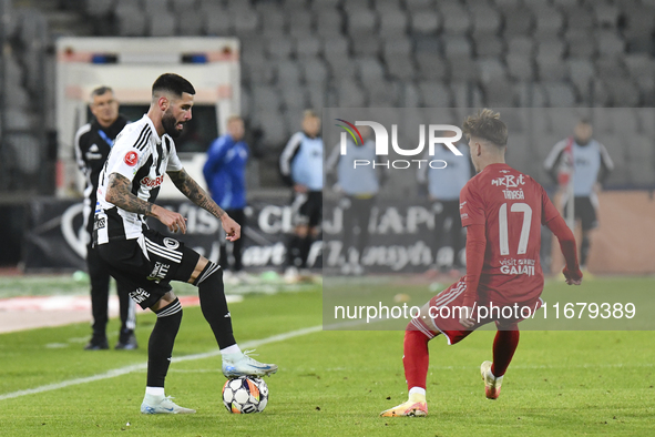 Radu Boboc plays during Universitatea Cluj versus Otelul Galati at Cluj Arena in Cluj, Romania, on October 18, 2024 