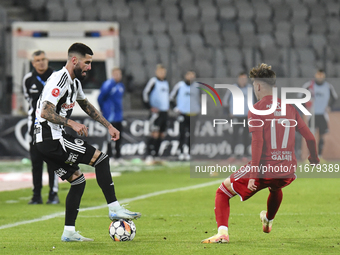 Radu Boboc plays during Universitatea Cluj versus Otelul Galati at Cluj Arena in Cluj, Romania, on October 18, 2024 (