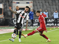 Radu Boboc plays during Universitatea Cluj versus Otelul Galati at Cluj Arena in Cluj, Romania, on October 18, 2024 (