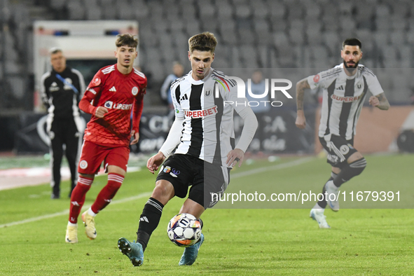 Gabriel Simion plays during Universitatea Cluj versus Otelul Galati at Cluj Arena in Cluj, Romania, on October 18, 2024 