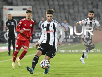 Gabriel Simion plays during Universitatea Cluj versus Otelul Galati at Cluj Arena in Cluj, Romania, on October 18, 2024 (