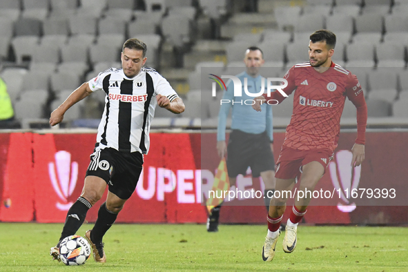 Alexandru Chipciu is in action during Universitatea Cluj versus Otelul Galati at Cluj Arena in Cluj, Romania, on October 18, 2024. 