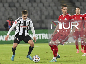 Gabriel Simion plays during Universitatea Cluj versus Otelul Galati at Cluj Arena in Cluj, Romania, on October 18, 2024 (