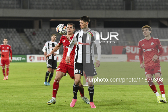 Vladislav Blanuta plays during the Universitatea Cluj vs. Otelul Galati match at Cluj Arena in Cluj, Romania, on October 18, 2024. 