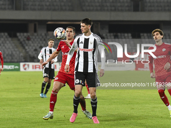 Vladislav Blanuta plays during the Universitatea Cluj vs. Otelul Galati match at Cluj Arena in Cluj, Romania, on October 18, 2024. (