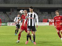 Vladislav Blanuta plays during the Universitatea Cluj vs. Otelul Galati match at Cluj Arena in Cluj, Romania, on October 18, 2024. (