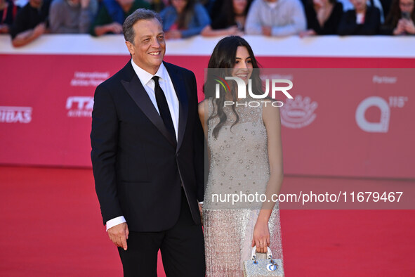 Gabriele Muccino and Penelope Muccino attend the ''FINO ALLA FINE'' red carpet during the 19th Rome Film Festival at Auditorium Parco Della...