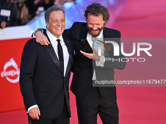 Gabriele Muccino and Jovanotti attend the ''FINO ALLA FINE'' red carpet during the 19th Rome Film Festival at Auditorium Parco Della Musica...