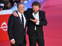 Gabriele Muccino and Jovanotti attend the ''FINO ALLA FINE'' red carpet during the 19th Rome Film Festival at Auditorium Parco Della Musica...