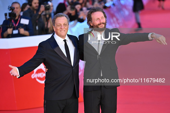 Gabriele Muccino and Jovanotti attend the ''FINO ALLA FINE'' red carpet during the 19th Rome Film Festival at Auditorium Parco Della Musica...