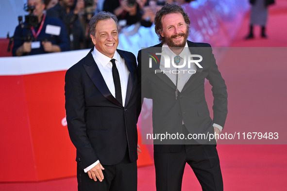 Gabriele Muccino and Jovanotti attend the ''FINO ALLA FINE'' red carpet during the 19th Rome Film Festival at Auditorium Parco Della Musica...