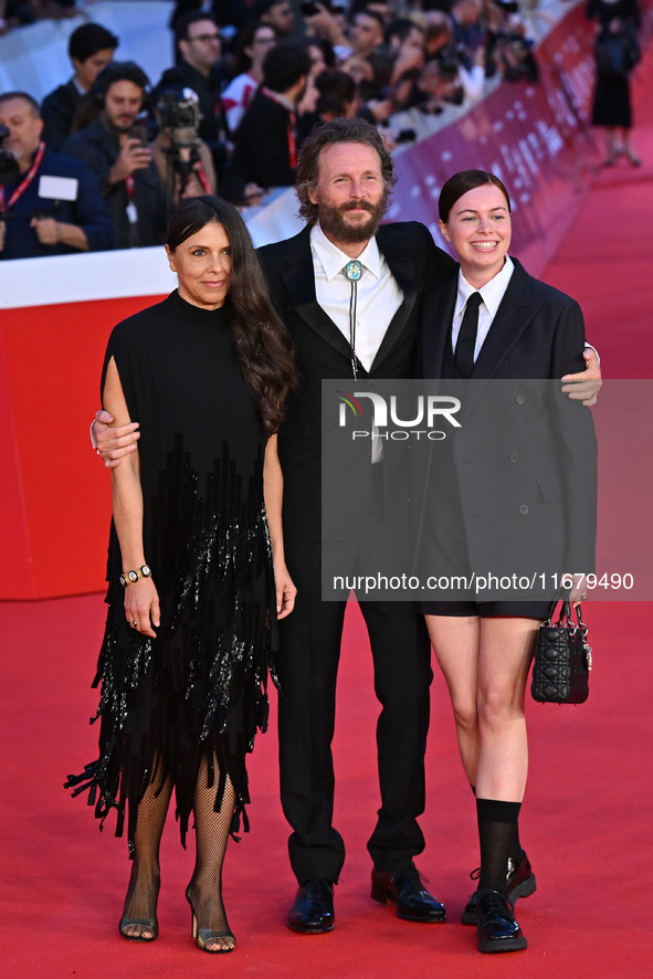 (L-R) Francesca Valiani, Jovanotti, and Teresa Cherubini attend the ''FINO ALLA FINE'' red carpet during the 19th Rome Film Festival at Audi...