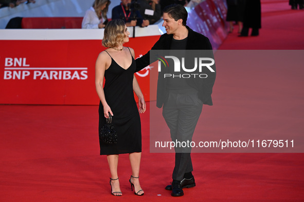 Ruby Kammer and a guest attend the ''FINO ALLA FINE'' red carpet during the 19th Rome Film Festival at Auditorium Parco Della Musica in Rome...