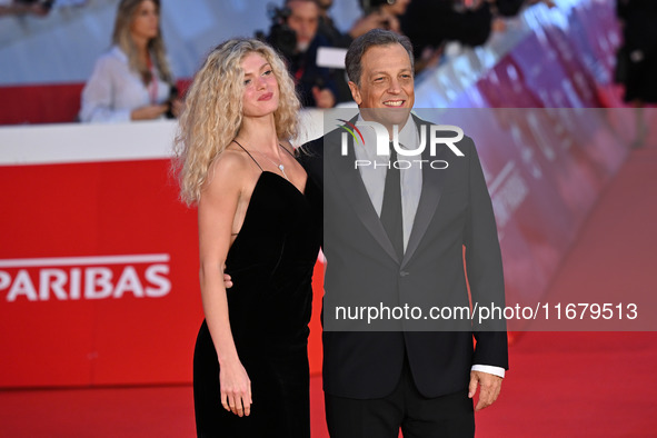 Gabriele Muccino and Elena Kampouris attend the ''FINO ALLA FINE'' red carpet during the 19th Rome Film Festival at Auditorium Parco Della M...