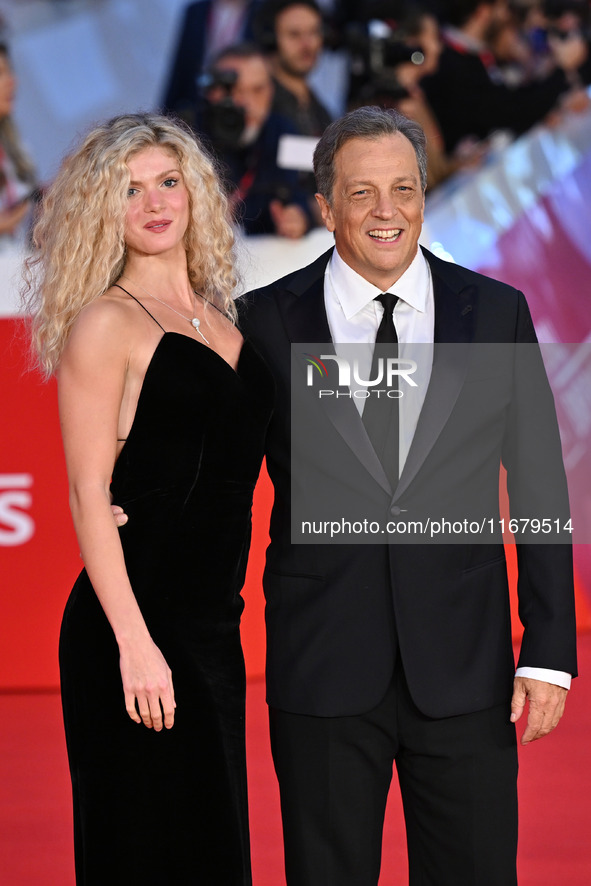 Gabriele Muccino and Elena Kampouris attend the ''FINO ALLA FINE'' red carpet during the 19th Rome Film Festival at Auditorium Parco Della M...