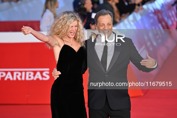 Gabriele Muccino and Elena Kampouris attend the ''FINO ALLA FINE'' red carpet during the 19th Rome Film Festival at Auditorium Parco Della M...