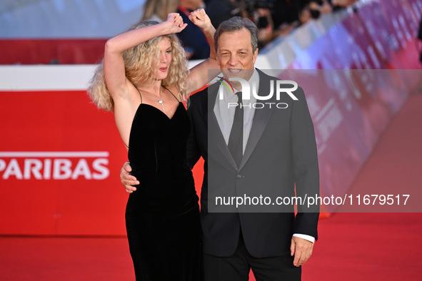 Gabriele Muccino and Elena Kampouris attend the ''FINO ALLA FINE'' red carpet during the 19th Rome Film Festival at Auditorium Parco Della M...