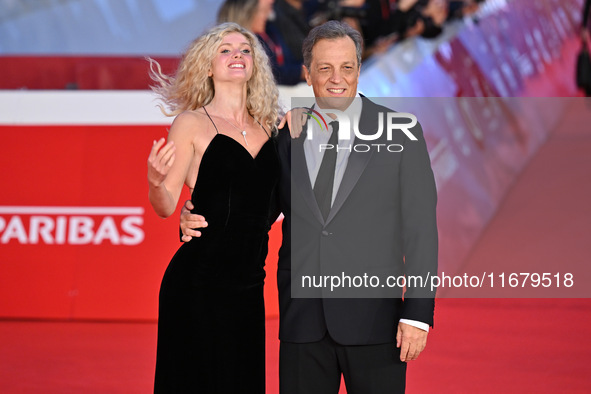 Gabriele Muccino and Elena Kampouris attend the ''FINO ALLA FINE'' red carpet during the 19th Rome Film Festival at Auditorium Parco Della M...