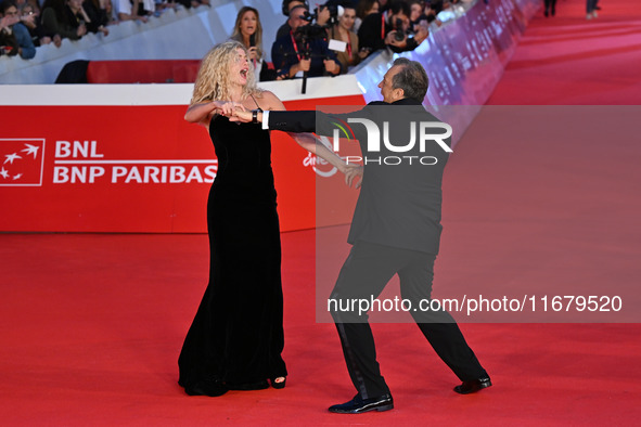 Gabriele Muccino and Elena Kampouris attend the ''FINO ALLA FINE'' red carpet during the 19th Rome Film Festival at Auditorium Parco Della M...