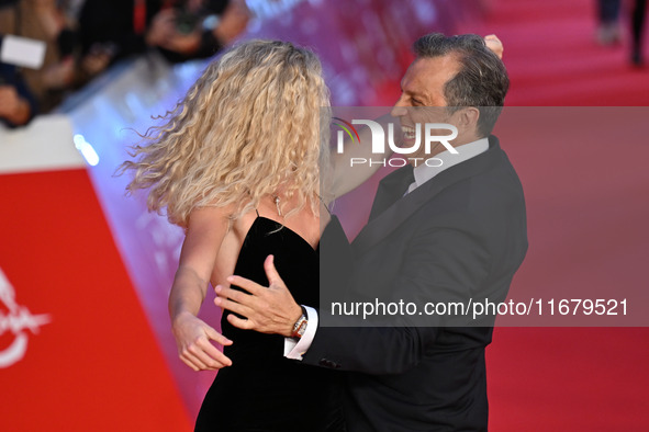 Gabriele Muccino and Elena Kampouris attend the ''FINO ALLA FINE'' red carpet during the 19th Rome Film Festival at Auditorium Parco Della M...