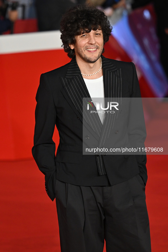 Ermal Meta attends the ''FINO ALLA FINE'' red carpet during the 19th Rome Film Festival at Auditorium Parco Della Musica in Rome, Italy, on...