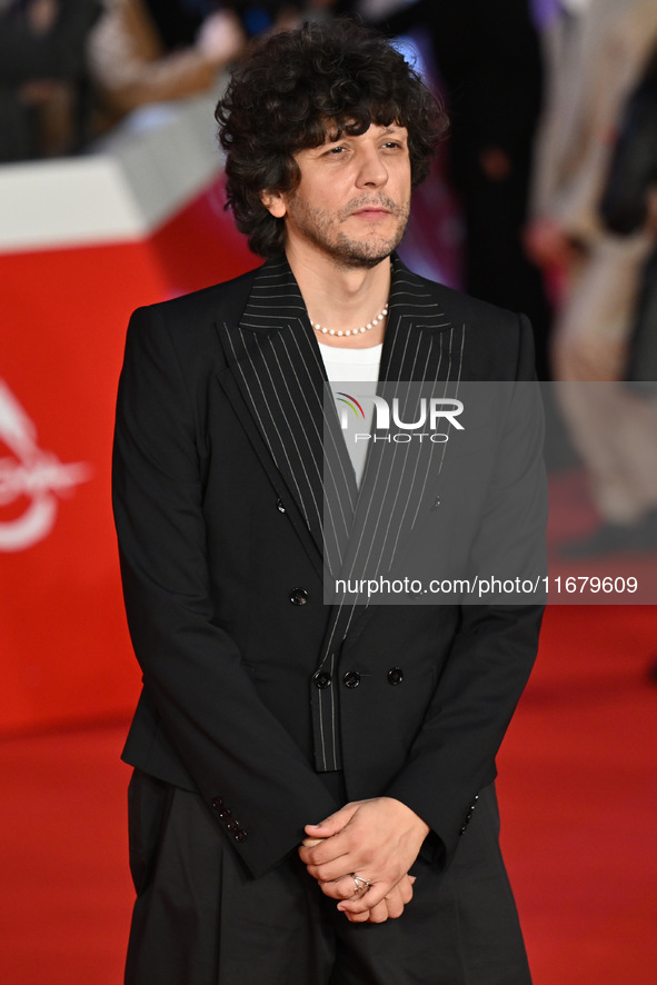 Ermal Meta attends the ''FINO ALLA FINE'' red carpet during the 19th Rome Film Festival at Auditorium Parco Della Musica in Rome, Italy, on...