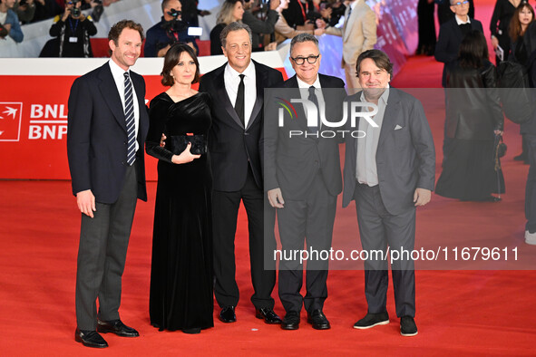 Gabriele Muccino, Paolo Del Brocco, and guests attend the ''FINO ALLA FINE'' red carpet during the 19th Rome Film Festival at Auditorium Par...