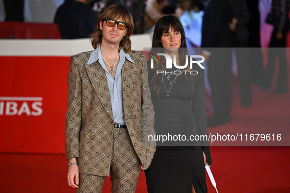 Thomas Raggi and Lavinia Albrizio attend the ''FINO ALLA FINE'' red carpet during the 19th Rome Film Festival at Auditorium Parco Della Musi...