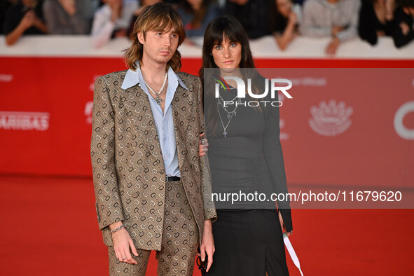 Thomas Raggi and Lavinia Albrizio attend the ''FINO ALLA FINE'' red carpet during the 19th Rome Film Festival at Auditorium Parco Della Musi...